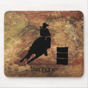 Barrel Racing Girl Silhouette on a Grunge Texture Mouse Mat