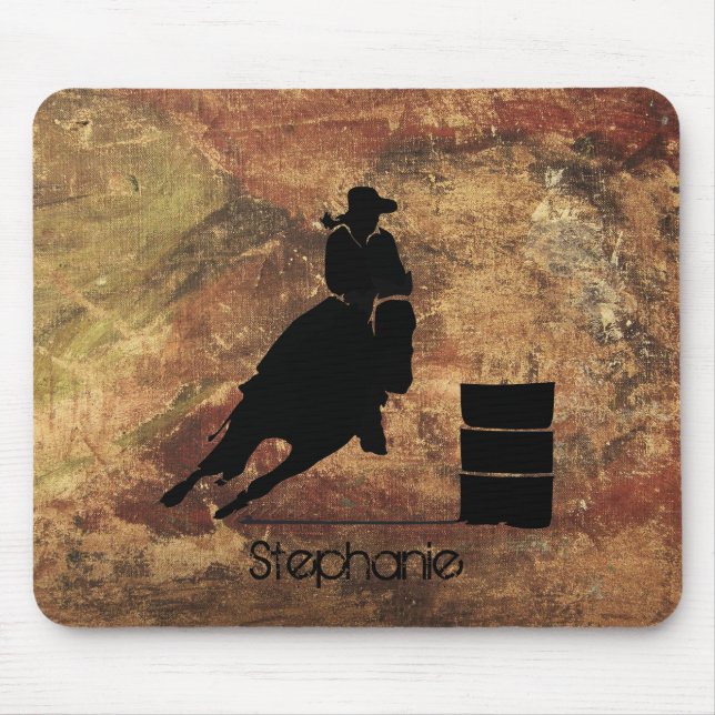 Barrel Racing Girl Silhouette on a Grunge Texture Mouse Mat (Front)