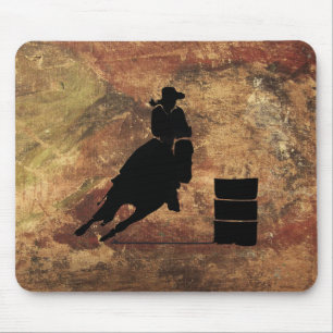 Barrel Racing Girl Silhouette on a Grunge Texture Mouse Mat