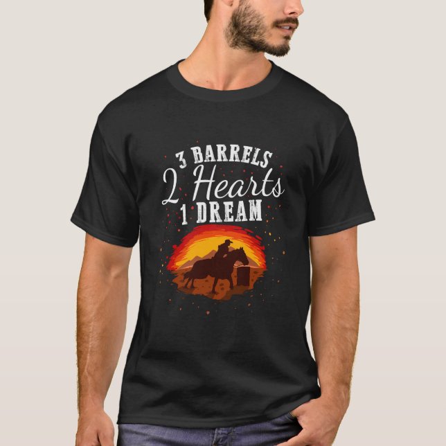 Barrel Racing Girls Horse Riding 2 Hearts One Drea T-Shirt (Front)