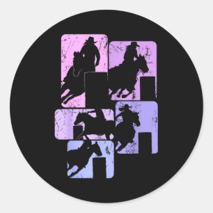 Barrel Racing Horse Barrel Racer Rodeo Cowgirl Wom Classic Round Sticker