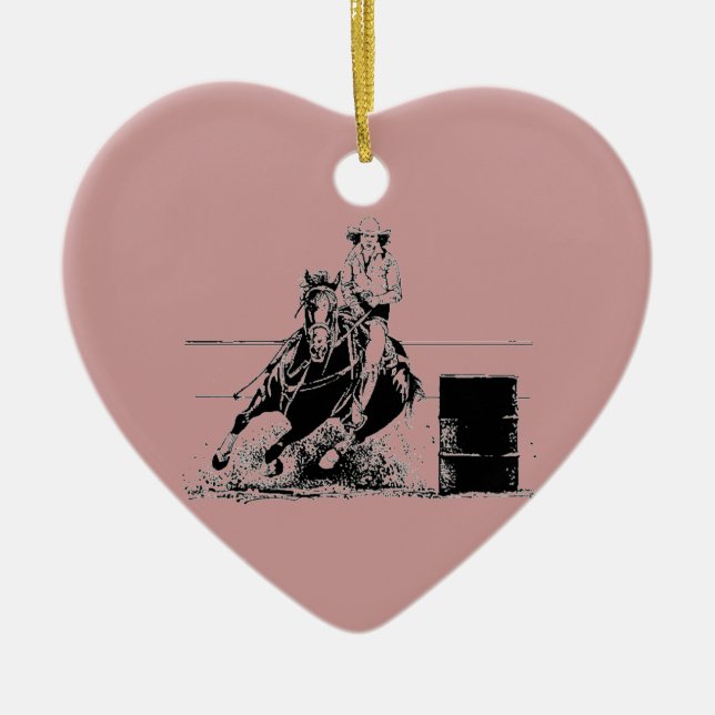 Barrel Racing Horse Ceramic Tree Decoration (Front)