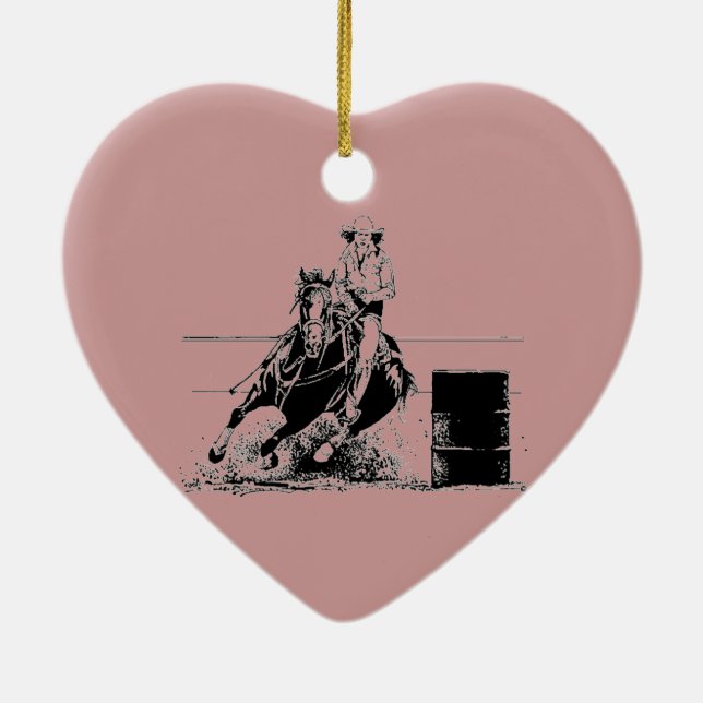 Barrel Racing Horse Ceramic Tree Decoration (Back)