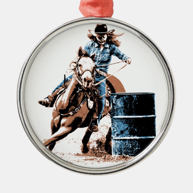 Barrel Racing Metal Tree Decoration (Front)