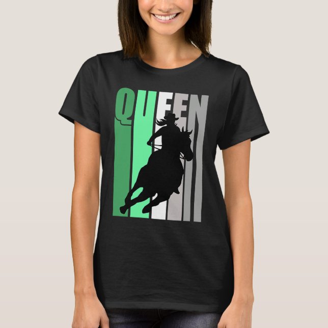 Barrel Racing Queen Rodeo Women Cowgirls Retro Gre T-Shirt (Front)