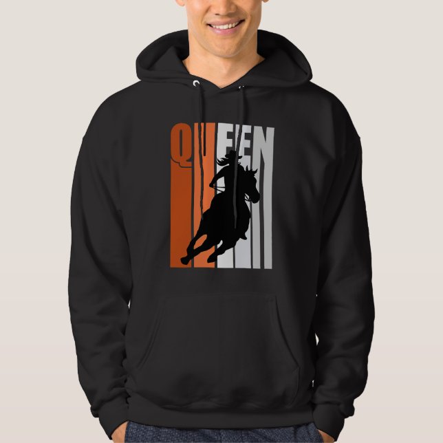 Barrel Racing Queen Rodeo Women Cowgirls Retro Ora Hoodie (Front)