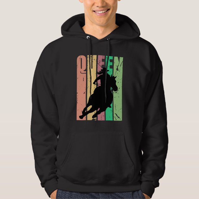 Barrel Racing Queen Rodeo Women Cowgirls Retro Vin Hoodie (Front)
