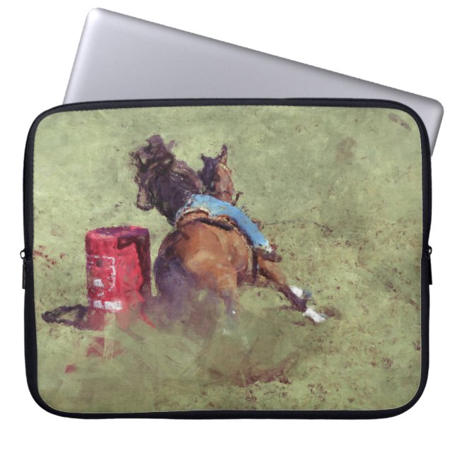 Barrel-Racing Rodeo Cowgirl Designer #Gift Laptop Sleeve (Front)