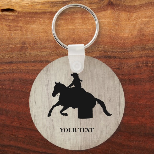 Barrel Racing Rodeo Equestrian Custom Keychain (Front)