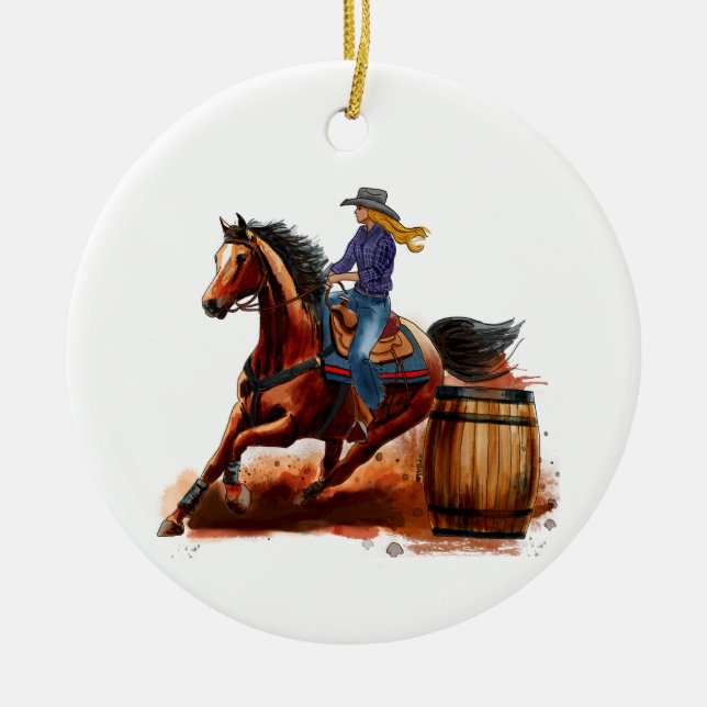 Barrel Racing Rodeo, Personalise Ornament (Front)