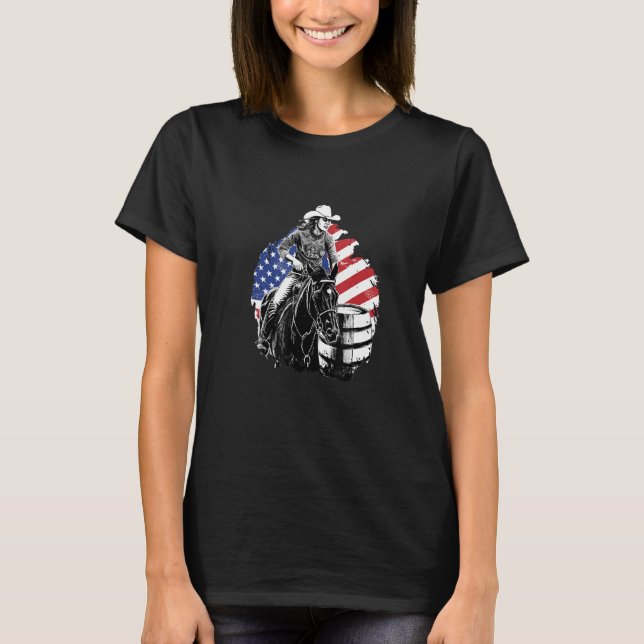Barrel Riding Western Cowgirl T-Shirt (Front)