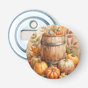 Barrel with Pumpkins Fall Bottle Opener