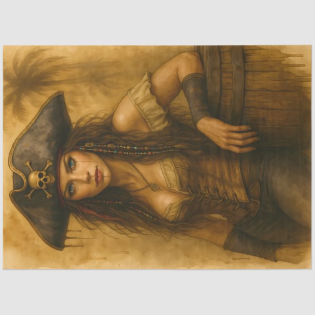 Barrelbound Pirate – Pirate Woman Decoupage Tissue Paper (Front)