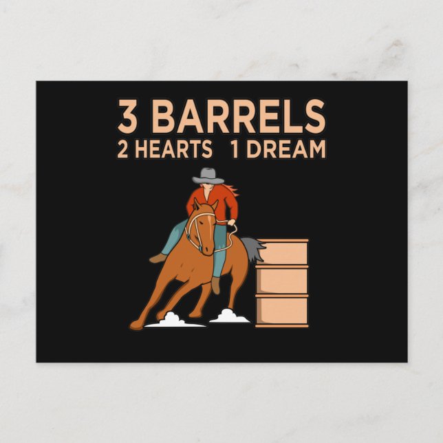 Barrels Hearts Horse Racing Barrel Racer Horses Ra Announcement Postcard (Front)