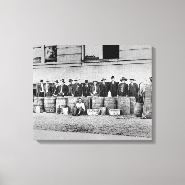 Barrels of Bootleg Liquor, 1922 Canvas Print (Front)