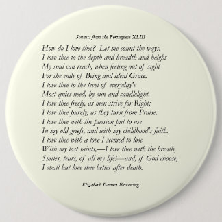 Barrett Browning - Sonnets from the Portuguese 43 6 Cm Round Badge