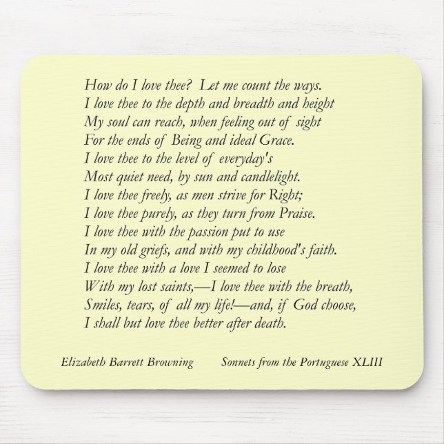 Barrett Browning - Sonnets from the Portuguese #43 Mouse Mat (Front)