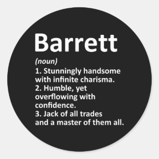 Barrett Definition Personalised Name Funny Classic Round Sticker