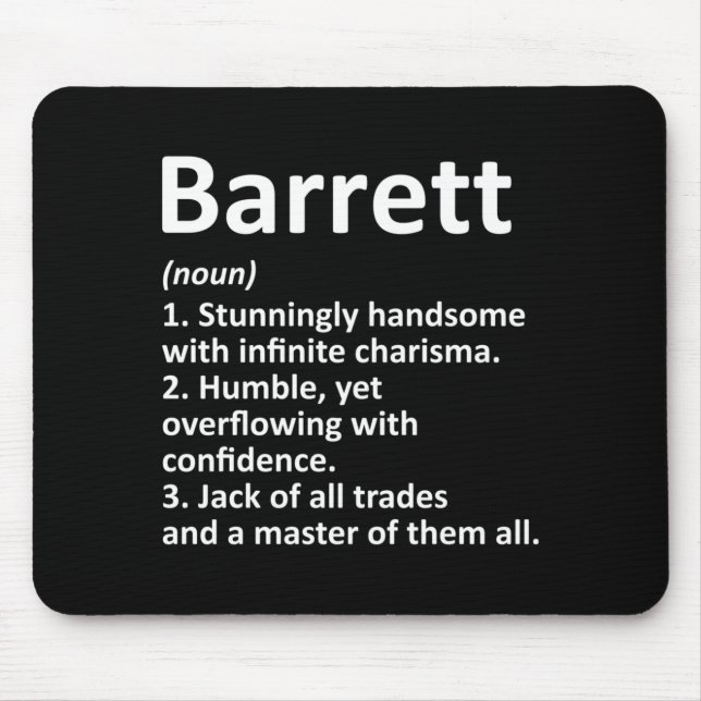 Barrett Definition Personalised Name Funny Mouse Mat (Front)