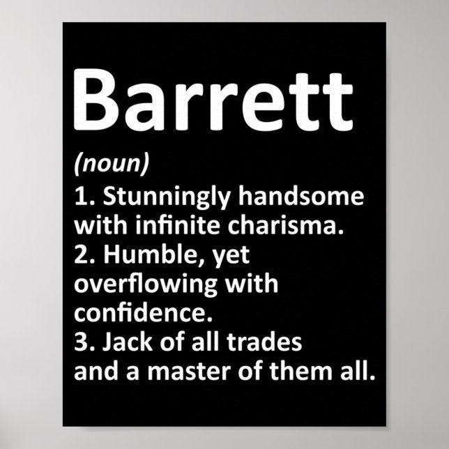 Barrett Definition Personalised Name Funny Poster (Front)