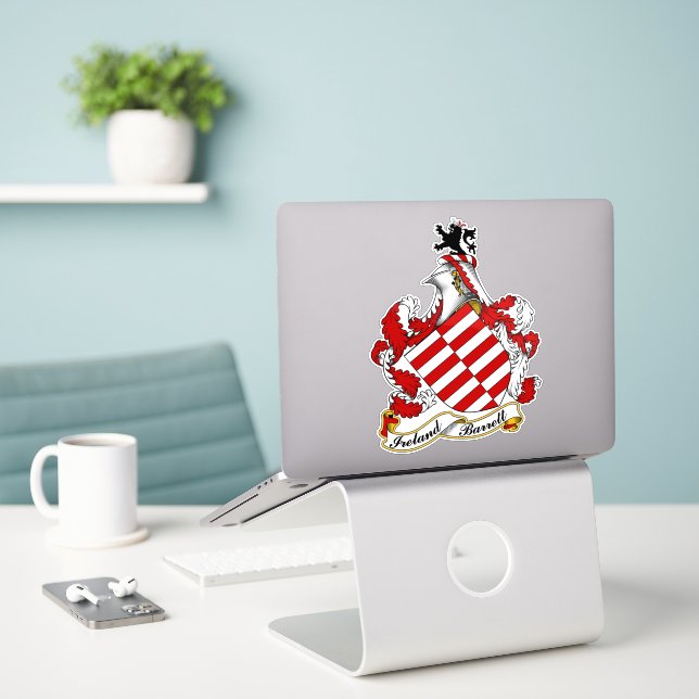 Barrett Irish Coat of Arms Personalised (Laptop On Desk)
