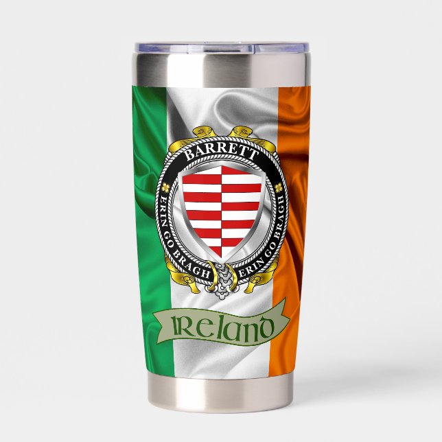 Barrett Irish Shield & Flag Personalised Insulated Tumbler (Front)