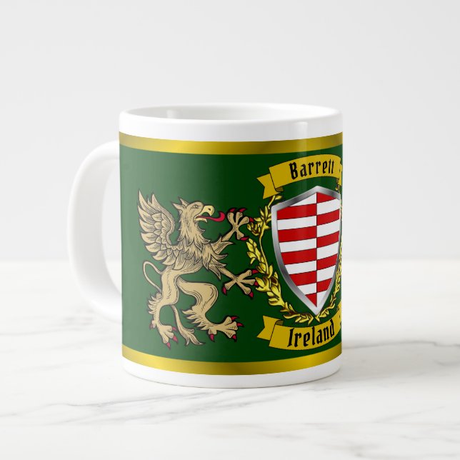 Barrett Irish Shield & Griffins Large Coffee Mug (Front Left)