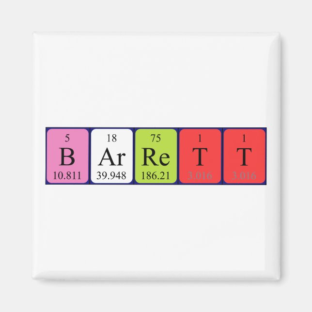 Barrett periodic table name magnet (Front)