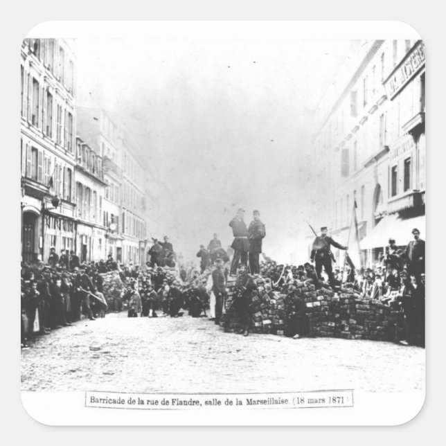 Barricade in the Rue de Flandre Square Sticker (Front)