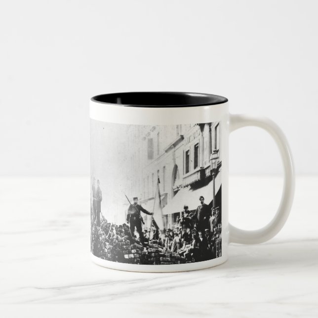 Barricade in the Rue de Flandre Two-Tone Coffee Mug (Right)