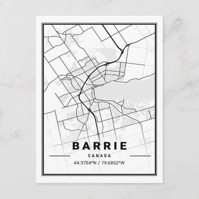 Barrie Ontario Canada Travel City Map Postcard (Front)