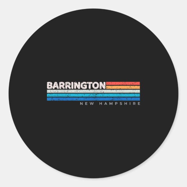 Barrington Nh New Hampshire Retro Design  Classic Round Sticker (Front)