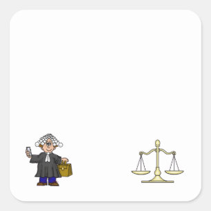 Barrister and Scales of Justice Name Tag Stickers