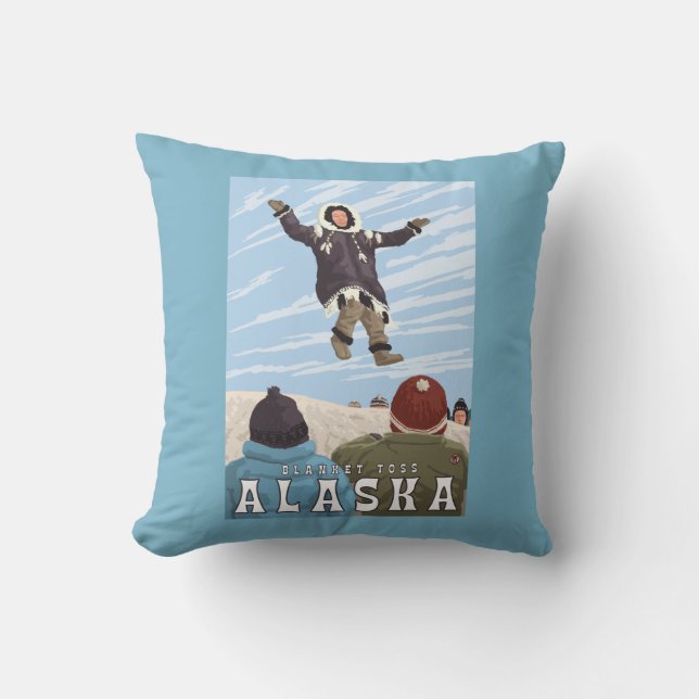 Barrow, Alaska Blanket Toss Vintage Travel Cushion (Front)