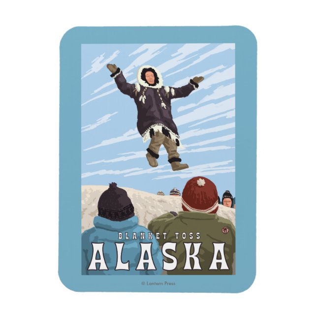 Barrow, Alaska Blanket Toss Vintage Travel Magnet (Vertical)