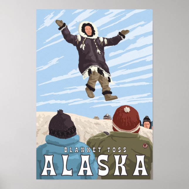 Barrow, Alaska Blanket Toss Vintage Travel Poster (Front)