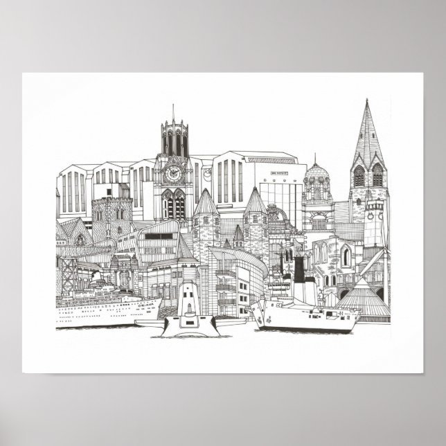Barrow-in-Furness Landmarks/ Skyline Print (Front)