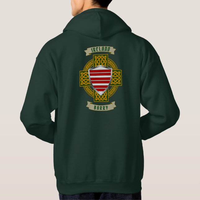 Barry Irish Shield & Celtic Cross Hoodie (Back)