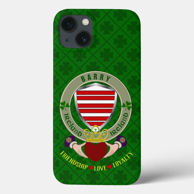 Barry Irish Shield & Claddagh Personalised Case (Back)