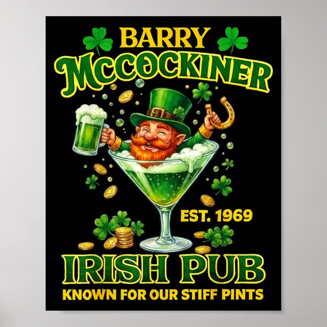 Barry mccockiner mcconconner irish pub funny saint poster (Front)