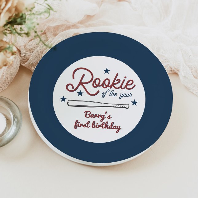 BARRY Rookie of the Year Baseball 1st Birthday Paper Plate (Creator Uploaded)