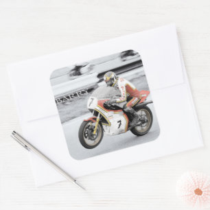 Barry Sheene 2, the hand tinted version Square Sticker