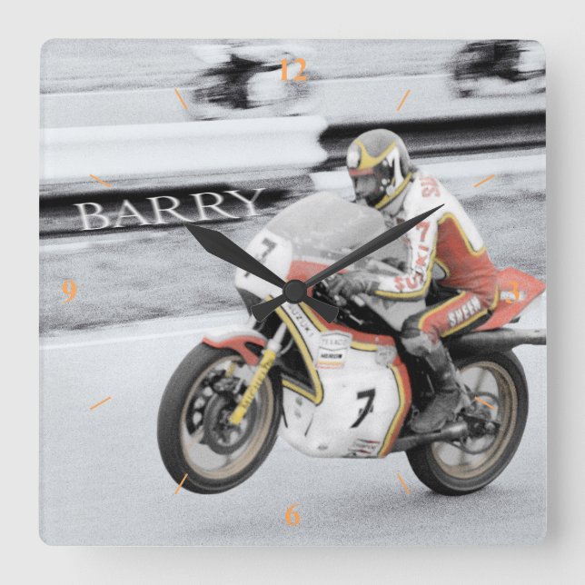 Barry Sheene 2, the hand tinted version Square Wall Clock (Front)