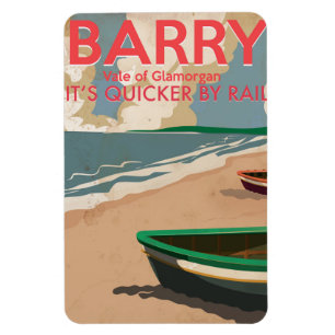 Barry, Wales Vintage locomotive Travel Poster Magnet