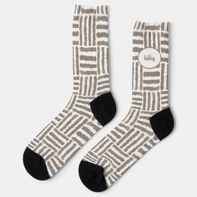 Bars of four in brown with your name socks (Left)