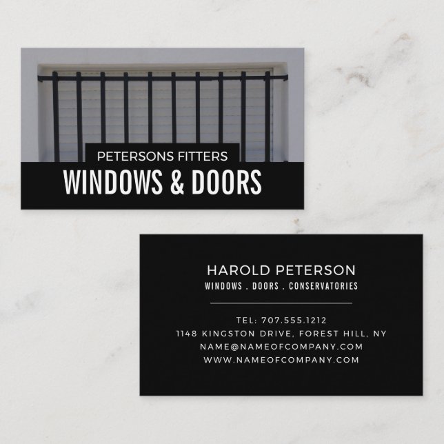 Bars & Shutters, Window & Door Fitter Company Business Card (Front/Back)