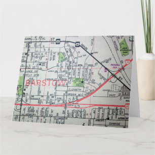 Barstow, CA Vintage Map Card