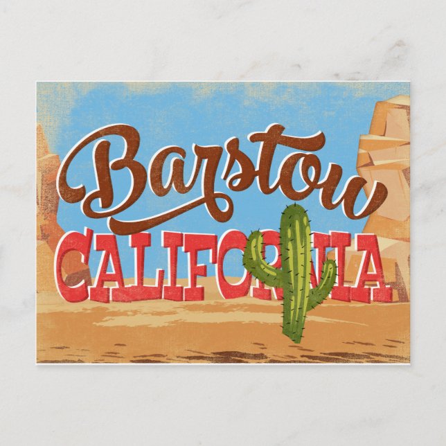 Barstow California Cartoon Desert Retro Travel Postcard (Front)