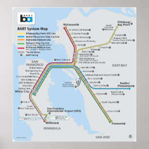 Bart Train Map Poster