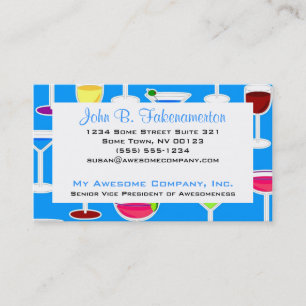 Bartender / Alcoholic Drinks Theme - Blue Business Card